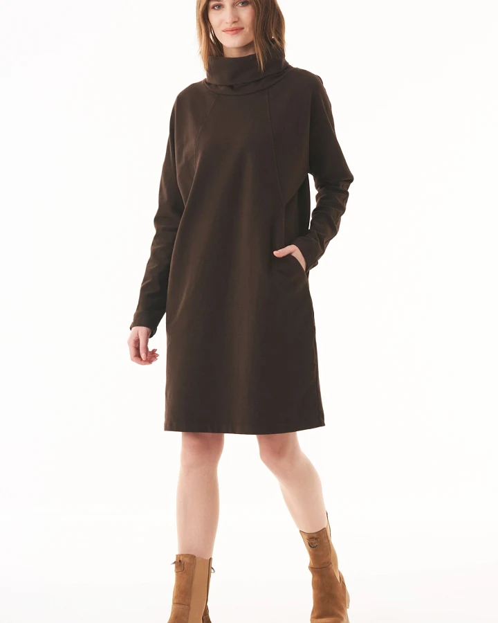 ORGANICATION Damen vegan Pulloverkleid Aus Bio-Baumwolle Espresso