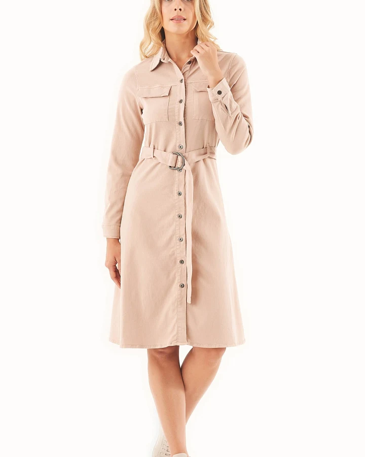 ORGANICATION Damen vegan Hemdkleid Tencel Bio-Baumwolle Beige