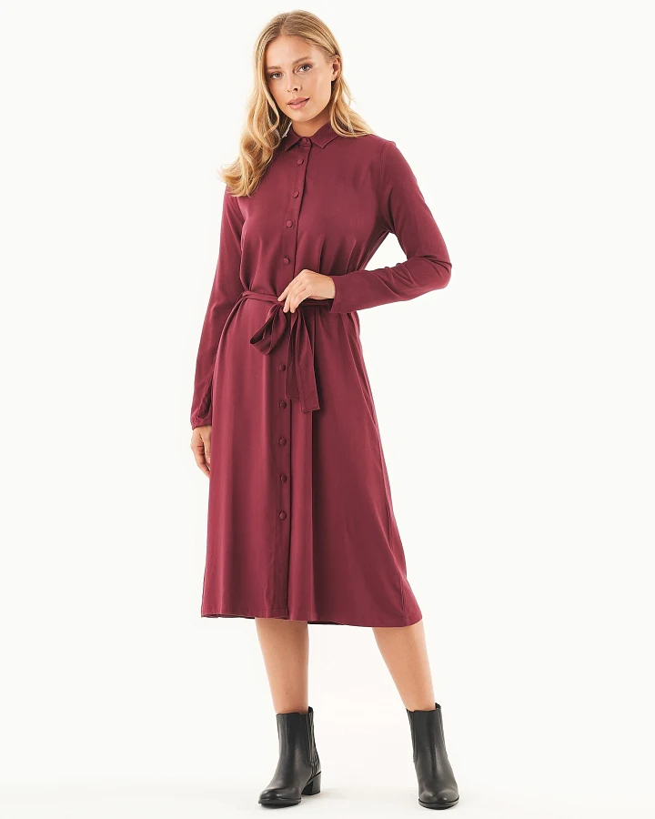 ORGANICATION Damen vegan Hemdkleid Ecovero Wein
