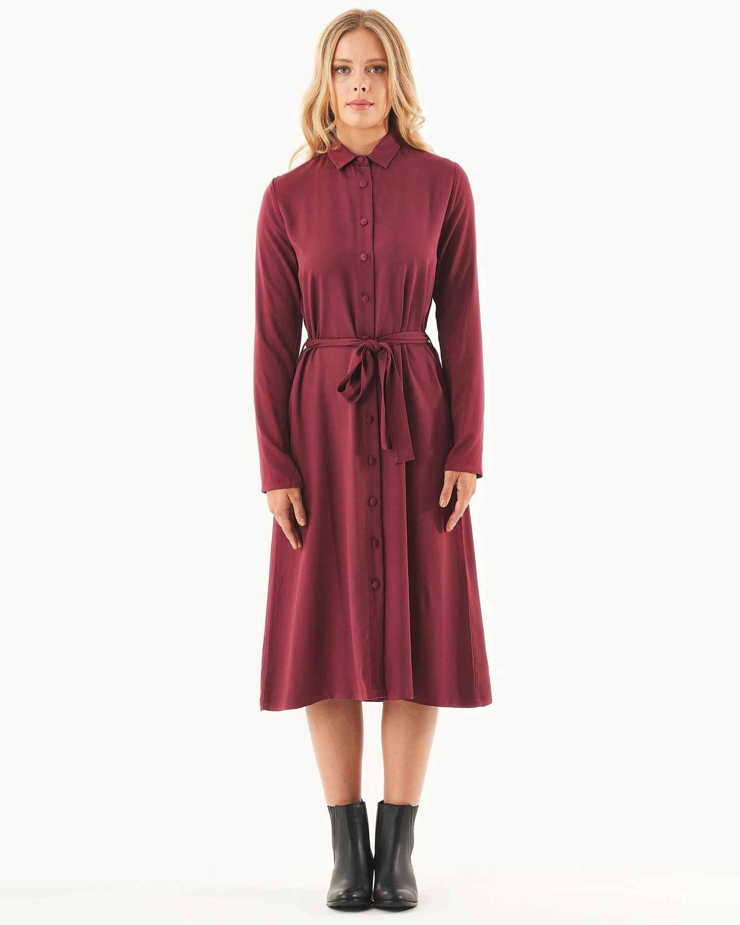 ORGANICATION Damen vegan Hemdkleid Ecovero Wein – Ansicht 2