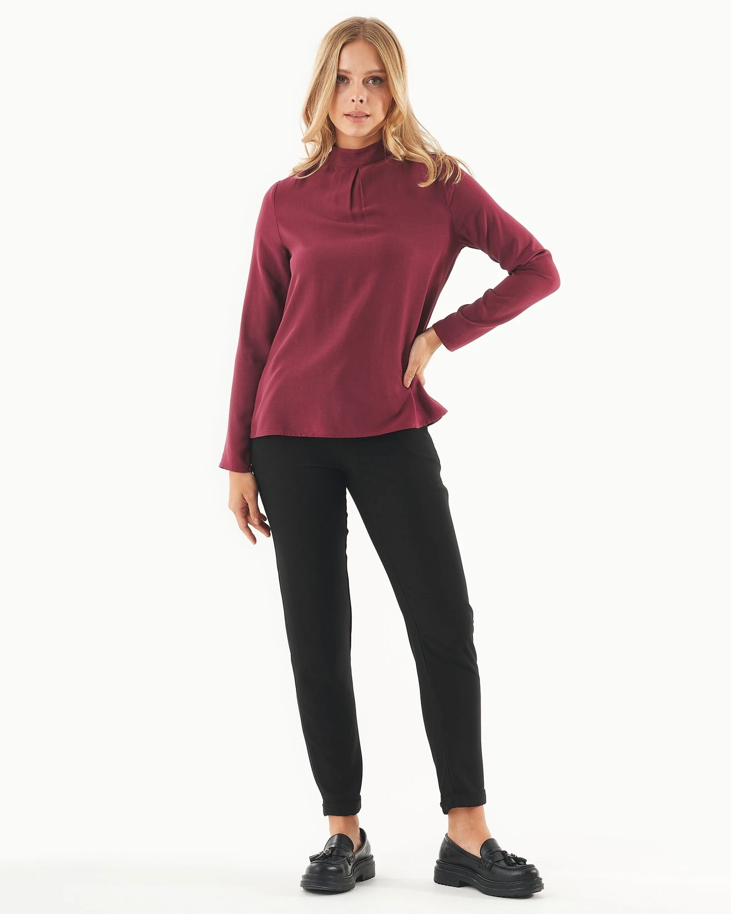 ORGANICATION Damen vegan Bluse Ecovero Wein – Ansicht 2