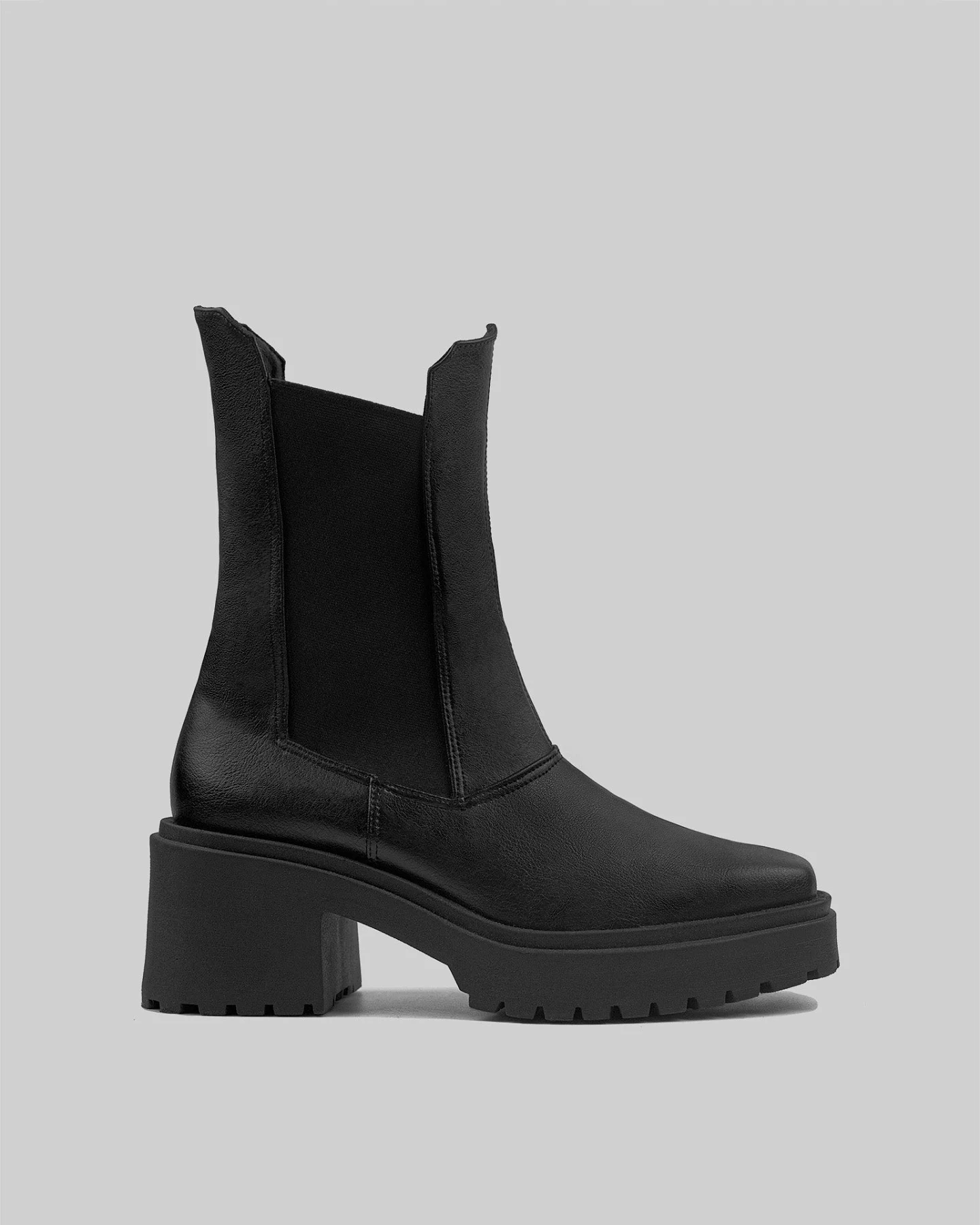 BOHEMA Damen vegan Squared Chelsea Boots Schwarz – Ansicht 2