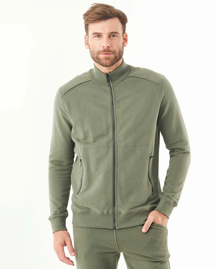ORGANICATION Herren vegan Soft Touch Sweat Jacke Mid Olive