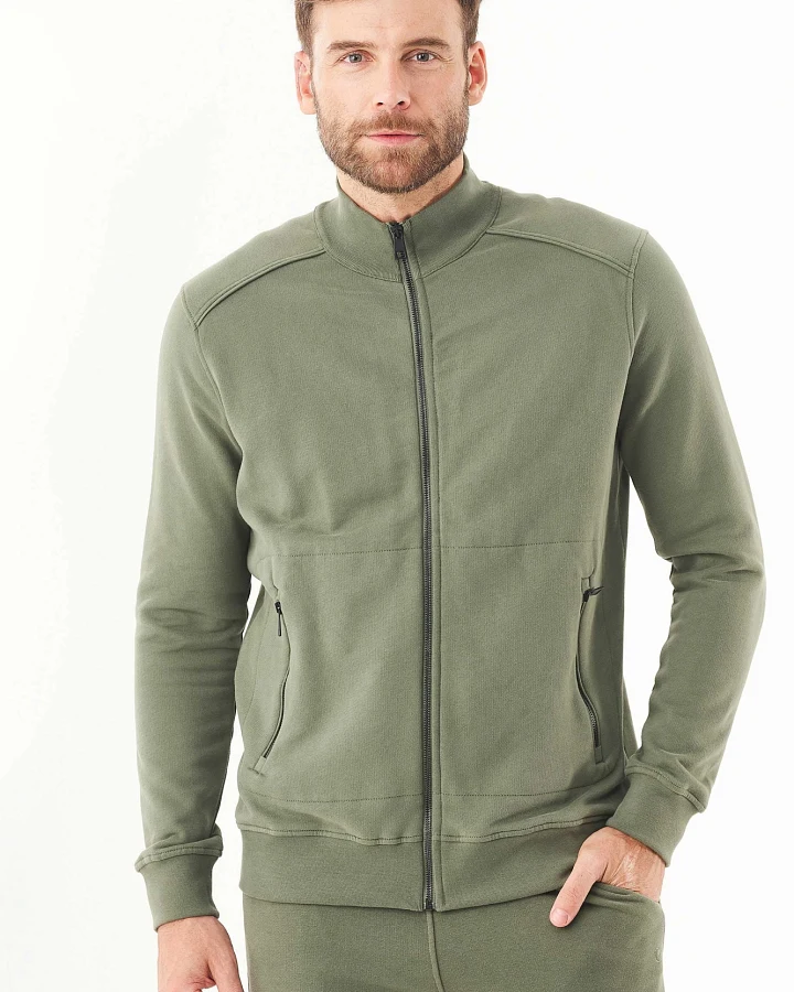 ORGANICATION Herren vegan Soft Touch Sweat Jacke Mid Olive