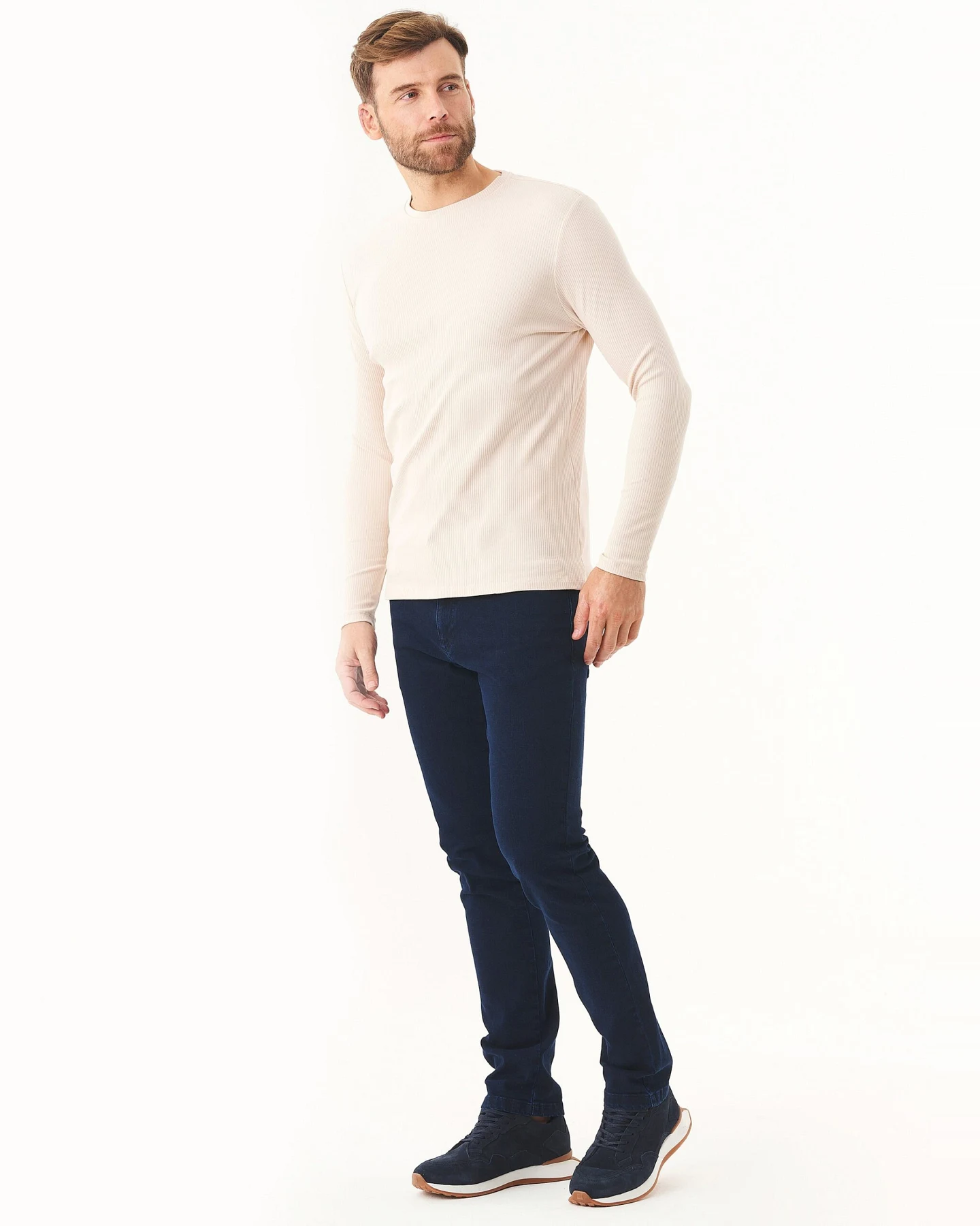 ORGANICATION Herren vegan Schmale Jeans Dunkelmarine – Ansicht 2