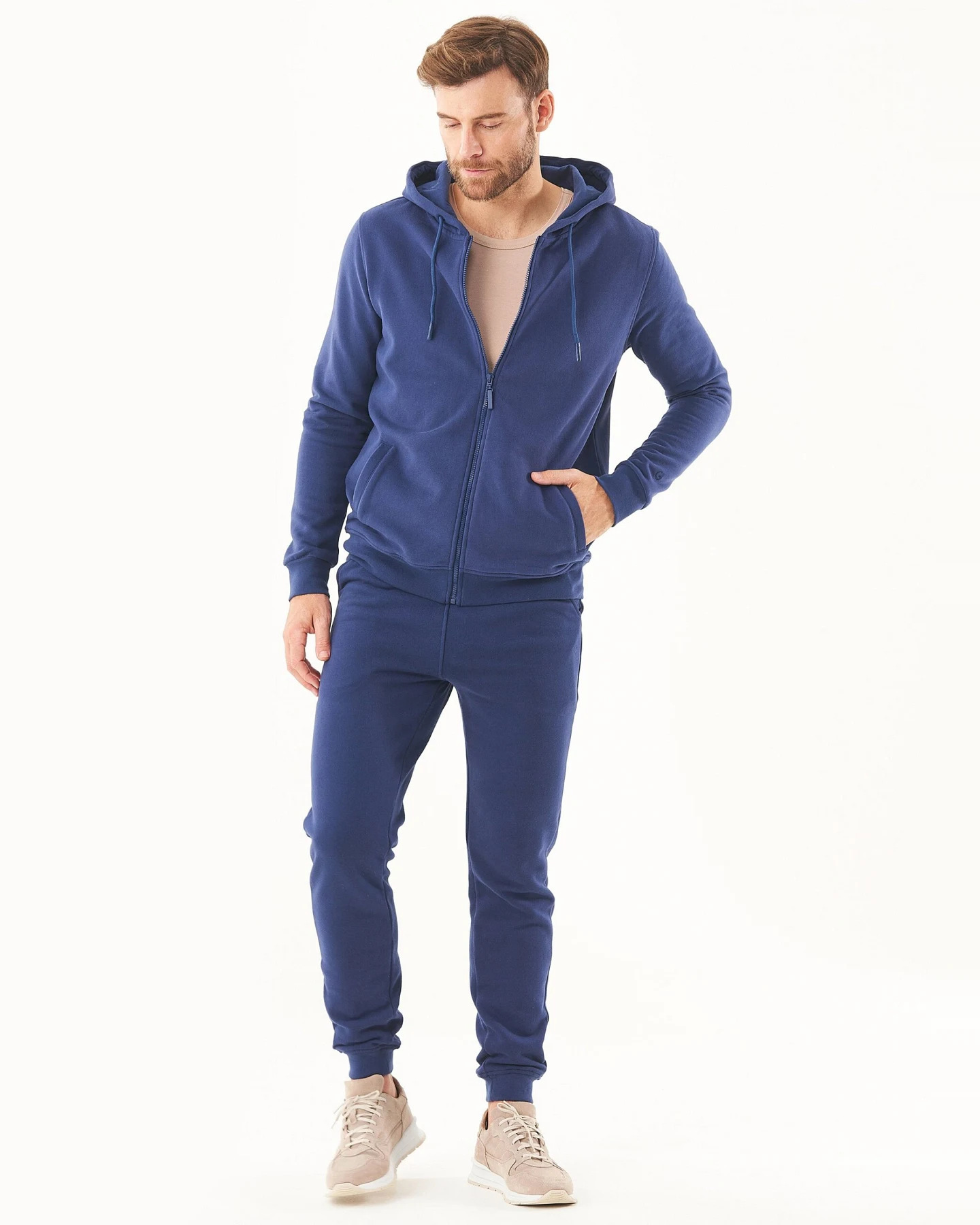 ORGANICATION Herren vegan Sweatjacke Soft Touch Navy – Ansicht 2