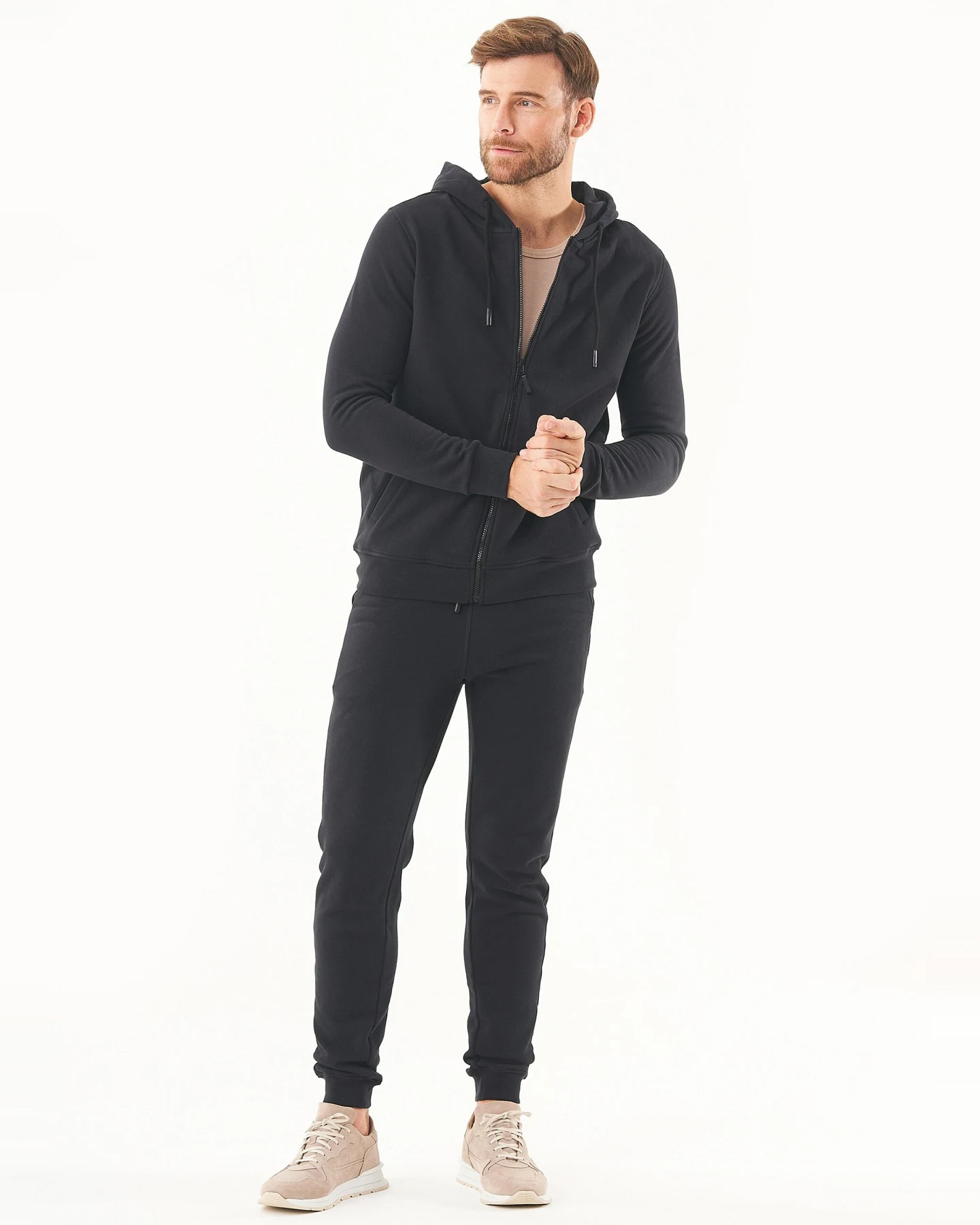 ORGANICATION Herren vegan Sweatjacke Soft Touch Schwarz – Ansicht 2