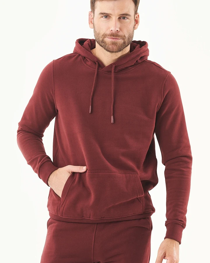 ORGANICATION Herren vegan Kapuzenpullover Soft Touch Bordeaux