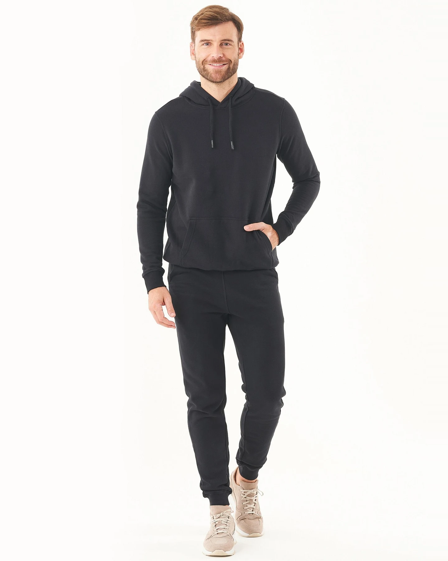 ORGANICATION Herren vegan Kapuzenpullover Soft Touch Schwarz – Ansicht 2