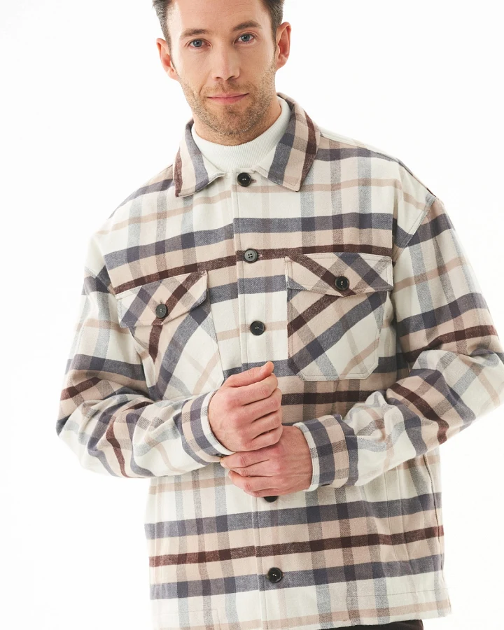 ORGANICATION Herren vegan Überhemd Flanell Karo