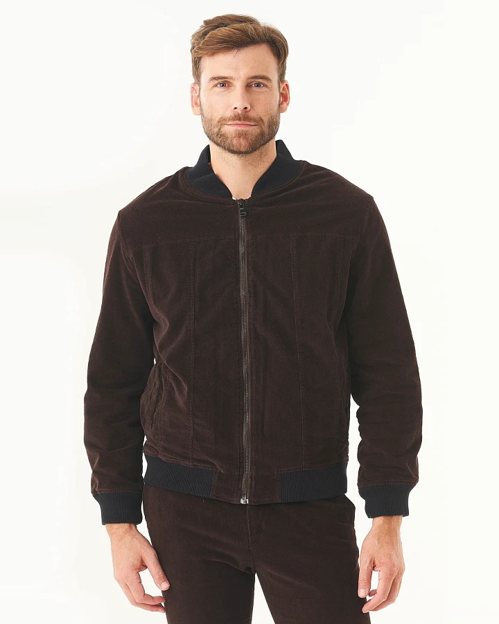 ORGANICATION Herren vegan Bomberjacke Cord Espresso