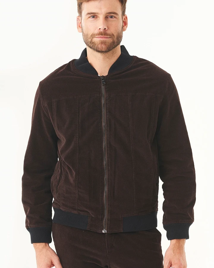 ORGANICATION Herren vegan Bomberjacke Cord Espresso
