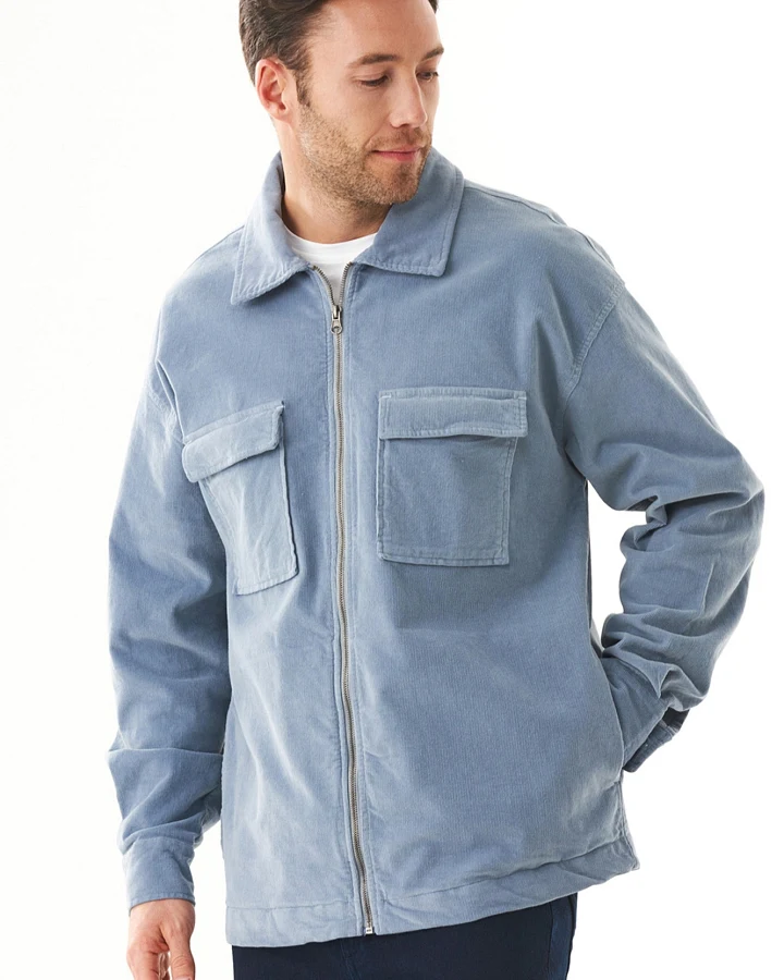 ORGANICATION Herren vegan Overshirt Cord Zipper Dusty Blue