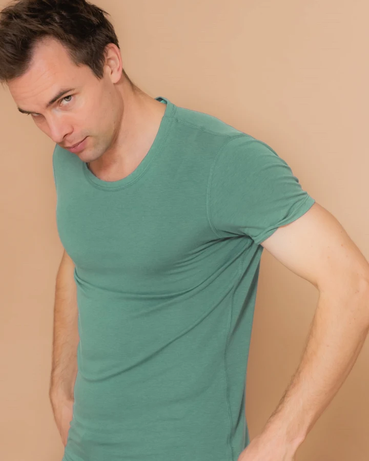nice to meet me Herren vegan Sport Top Tencel Matcha