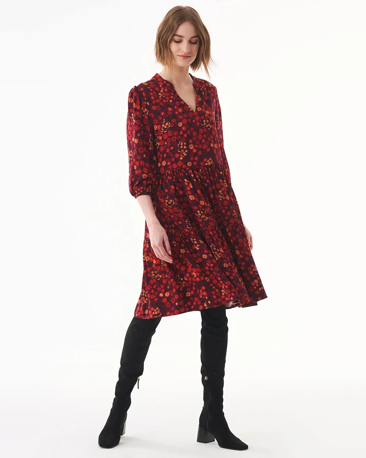 ORGANICATION Damen vegan Kleid Blumen Rot