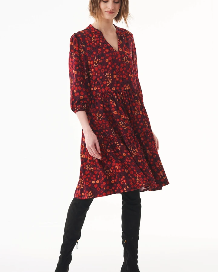 ORGANICATION Damen vegan Kleid Blumen Rot