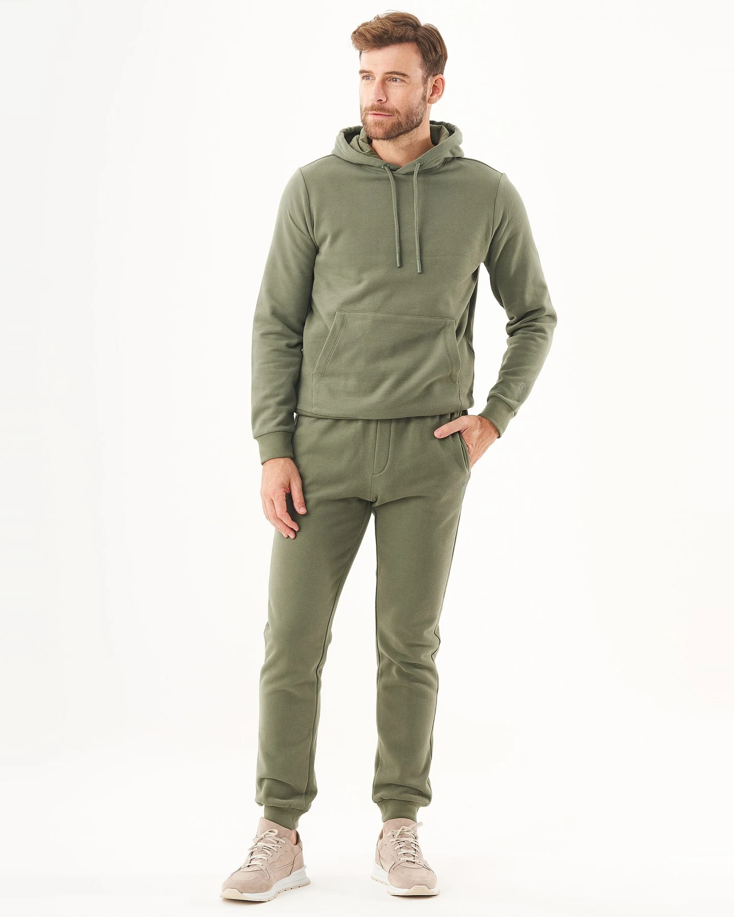 ORGANICATION Herren vegan Kapuzenpullover Olive – Ansicht 2