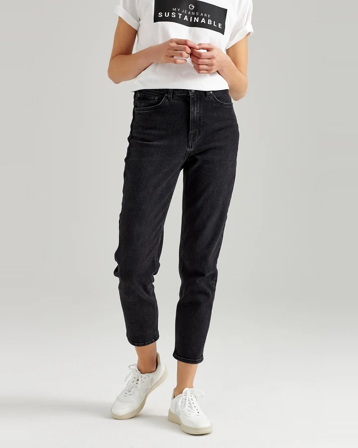 ThokkThokk Damen vegan Jeans Mom Cropped Schwarz