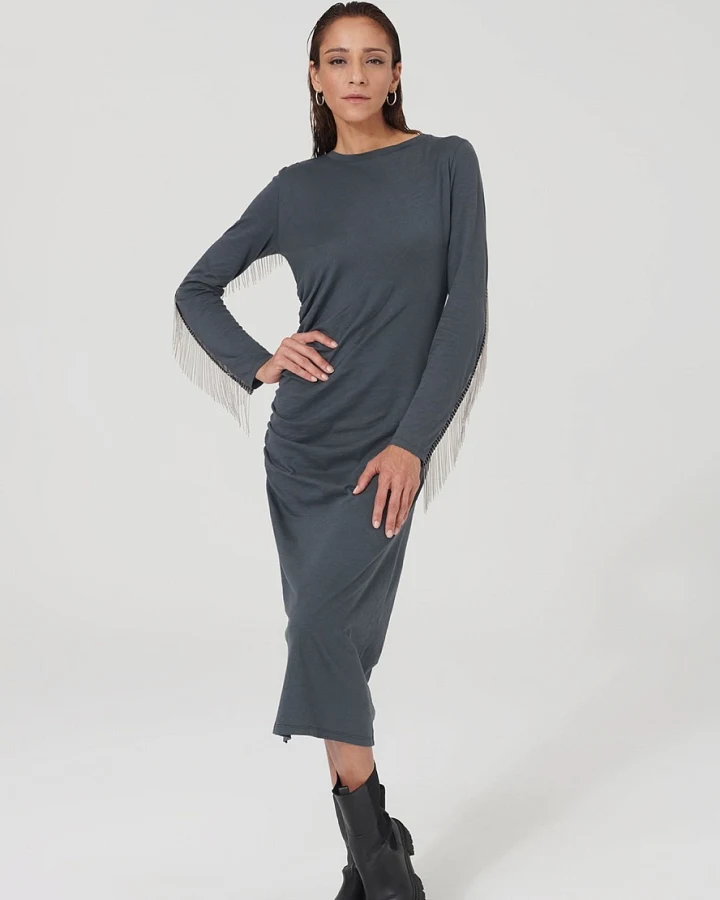 LOVJOI Damen vegan Kleid Beauvoire Grau