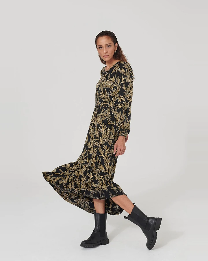 LOVJOI Damen vegan Kleid Audreyana Dark Garden