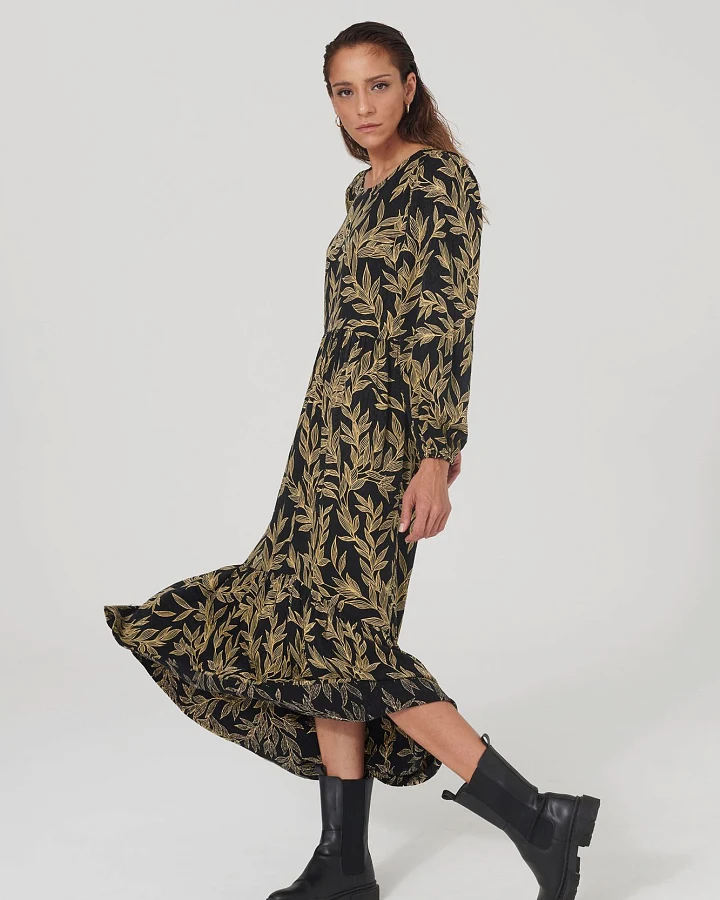 LOVJOI Damen vegan Kleid Audreyana Dark Garden