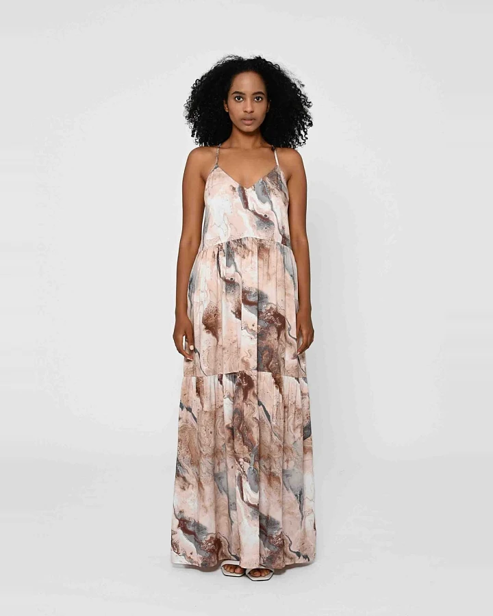 LOVJOI Damen vegan Maxikleid Tapajo Marmor