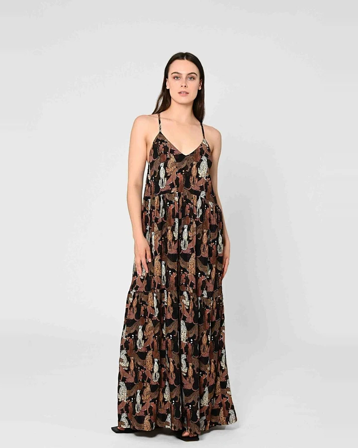 LOVJOI Damen vegan Maxikleid Tapajo Wild Cats