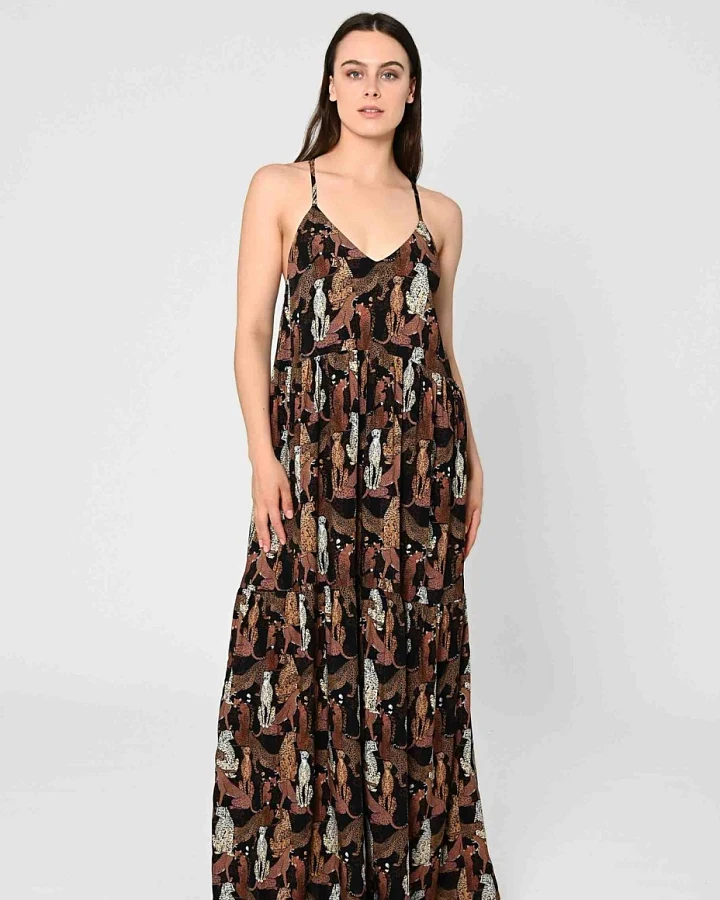 LOVJOI Damen vegan Maxikleid Tapajo Wild Cats
