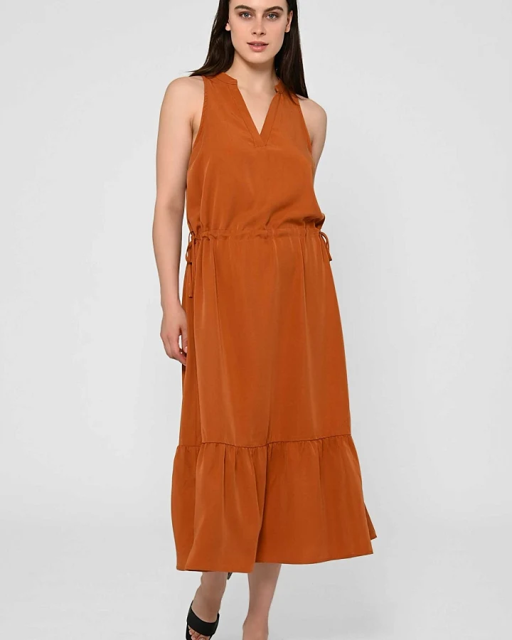 LOVJOI Damen vegan Maxikleid Ramaria Dark Amber