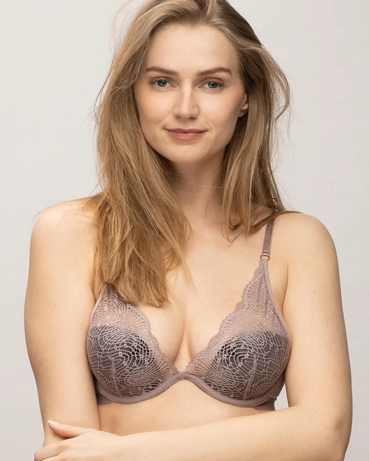 LOVJOI Damen vegan Bh Silver Lace Wine Soft Lilac