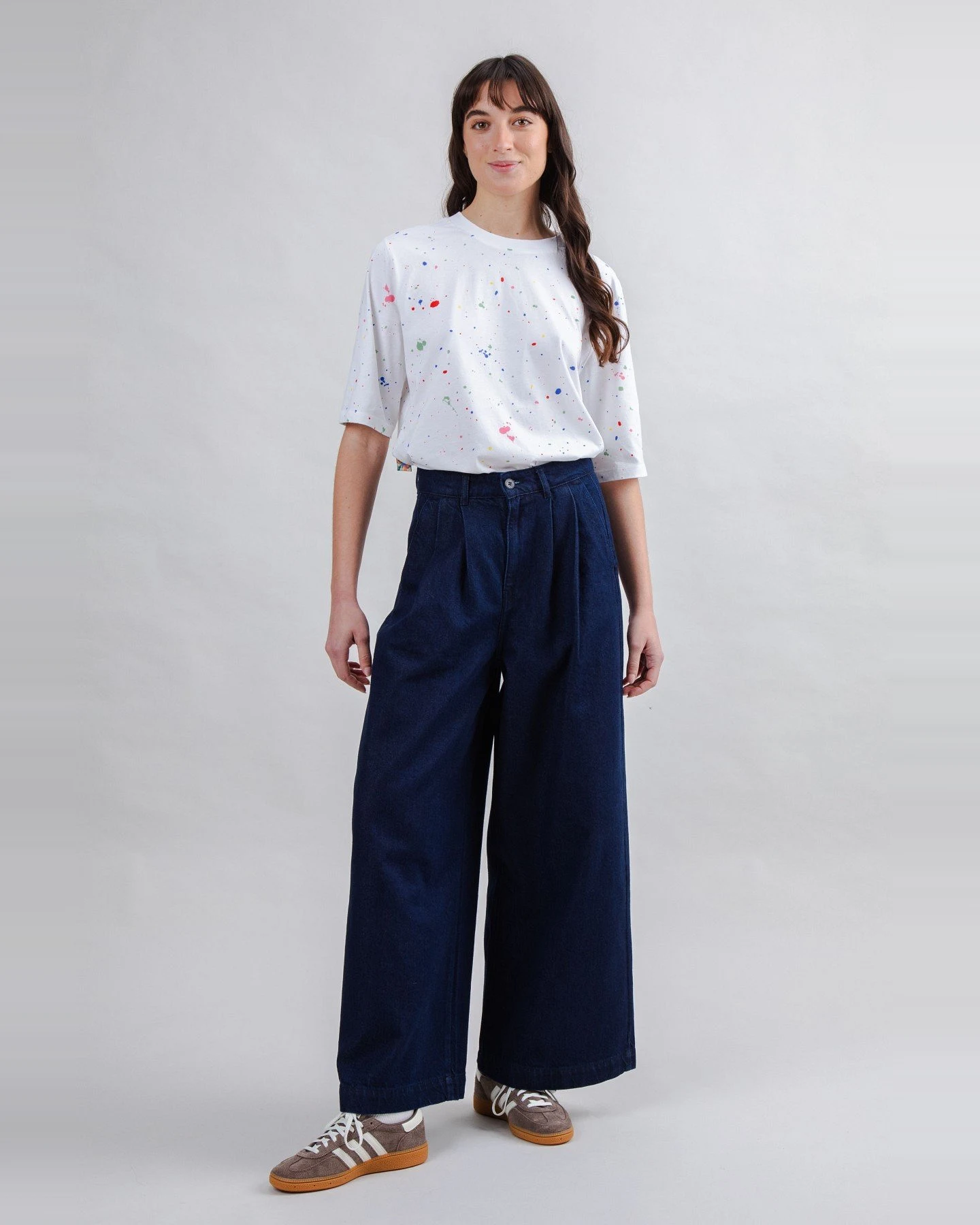 Hose Wide Leg Pleated Blau – Ansicht 4