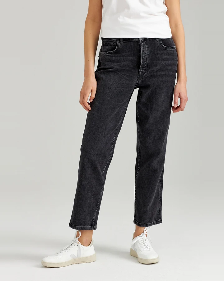 ThokkThokk Damen vegan Gerade Cropped Jeans Mittelgrau