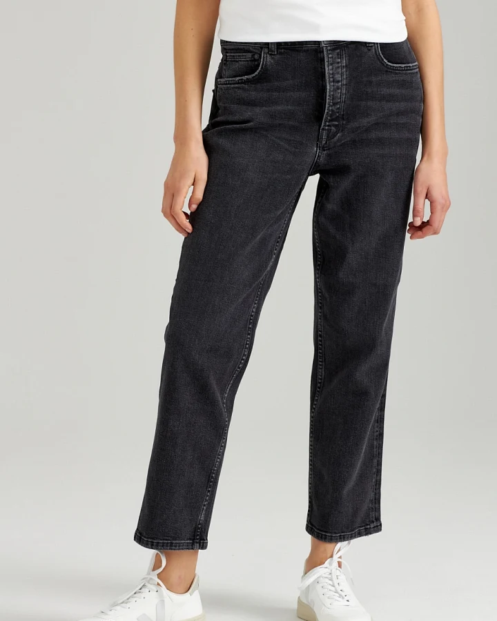 ThokkThokk Damen vegan Gerade Cropped Jeans Mittelgrau