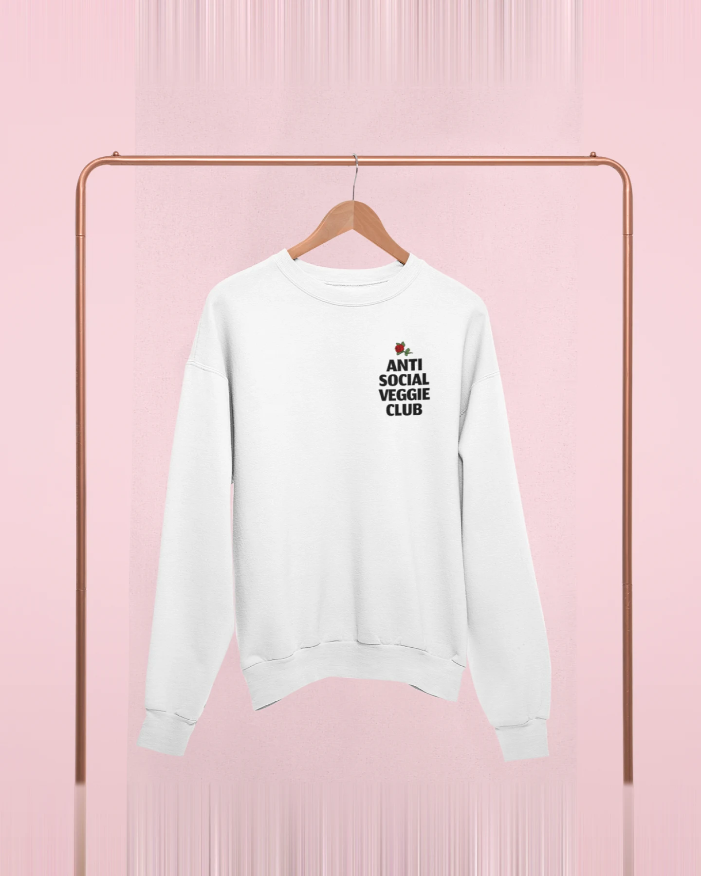 Oat Milk Club Damen vegan Sweatshirt Anti Social Veggie Club Weiß – Ansicht 2