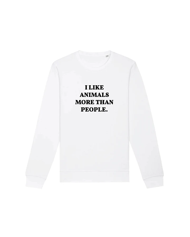 Oat Milk Club Damen vegan Sweatshirt I Like Animals More Weiß