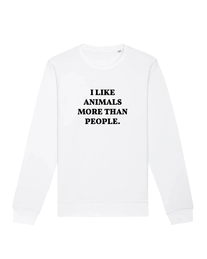 Oat Milk Club Damen vegan Sweatshirt I Like Animals More Weiß