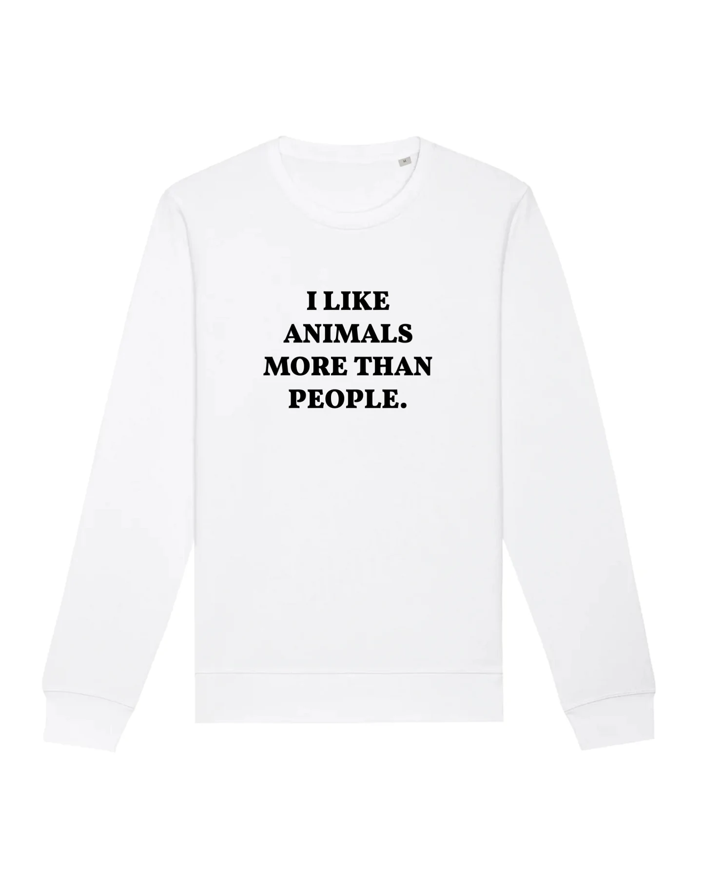 Oat Milk Club Damen vegan Sweatshirt I Like Animals More Weiß – Ansicht 2