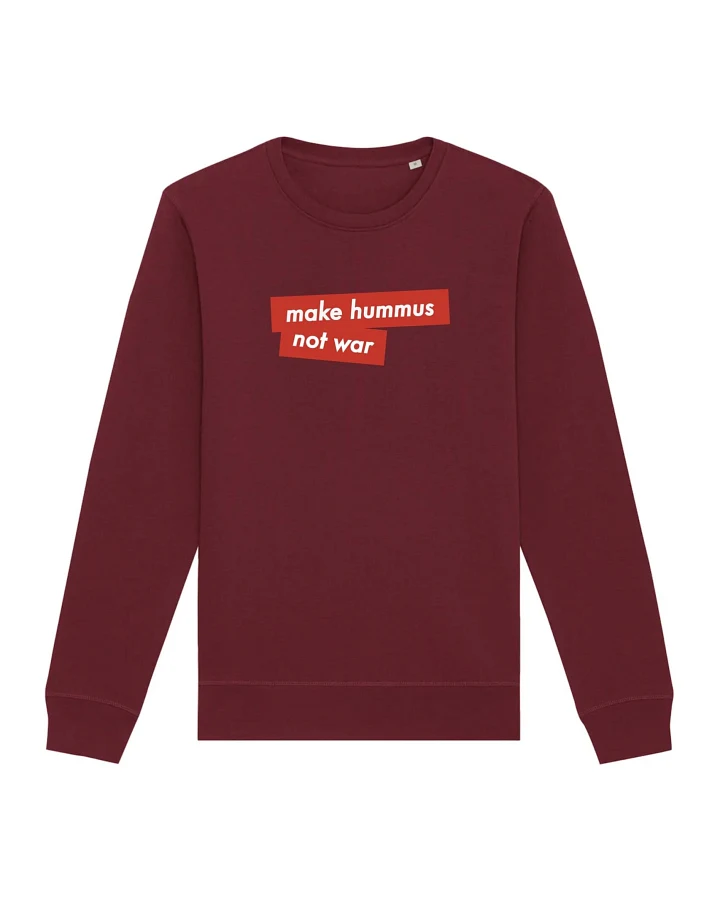Oat Milk Club Damen vegan Sweatshirt Make Hummus Not War Bordeaux
