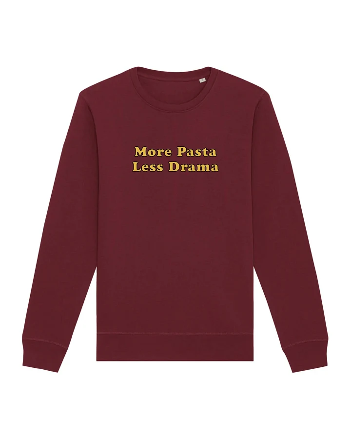 Oat Milk Club Damen vegan Sweatshirt More Pasta Less Drama Bordeaux