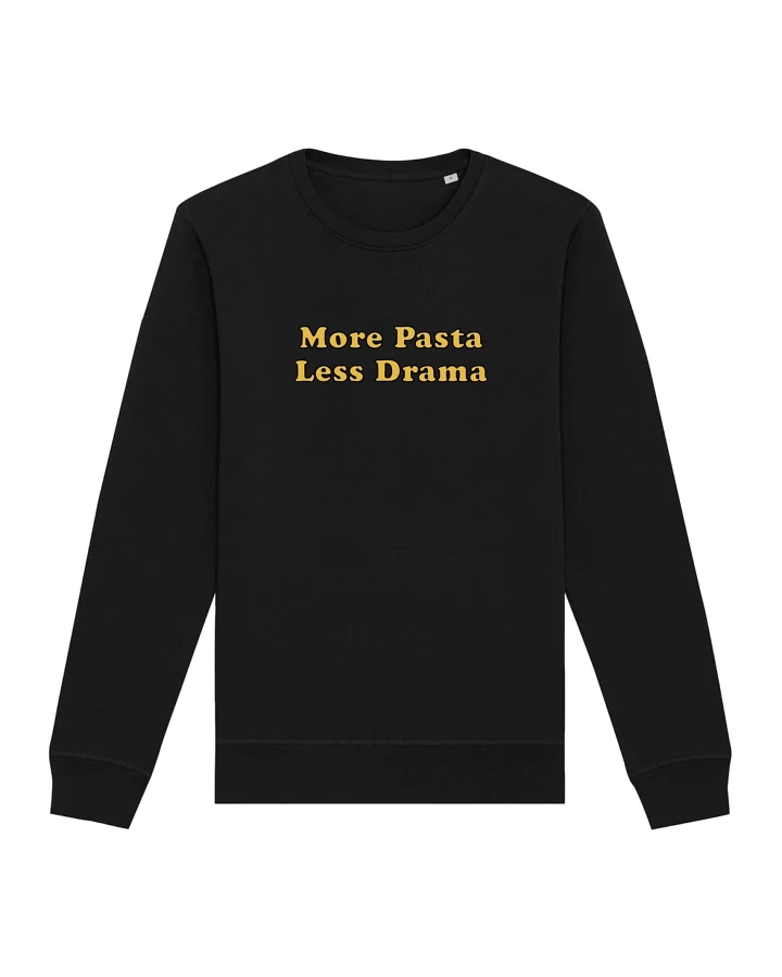 Oat Milk Club Damen vegan Sweatshirt More Pasta Less Drama Schwarz