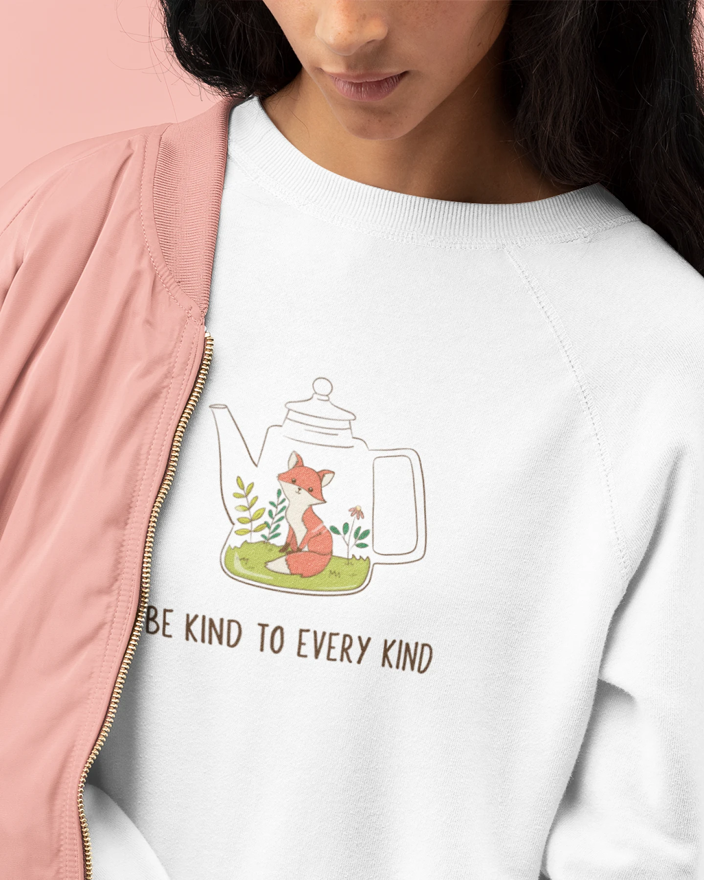 Oat Milk Club Damen vegan Sweatshirt Be Kind To Every Kind Weiß – Ansicht 2