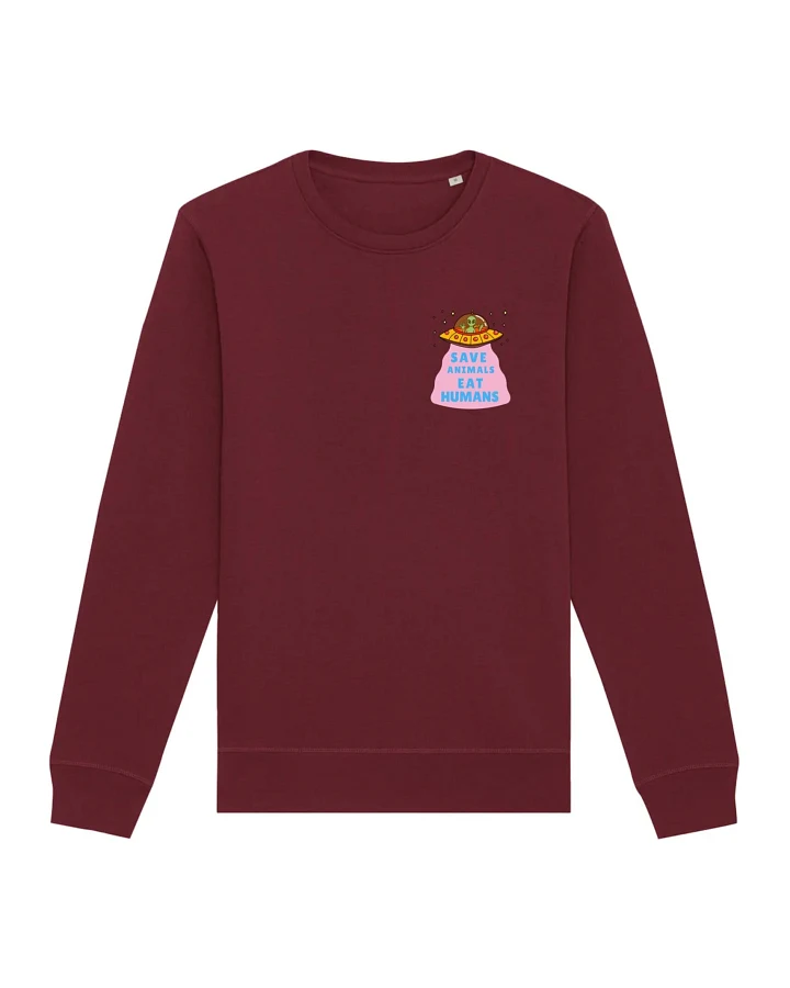 Oat Milk Club Damen vegan Sweatshirt Save Animals Eat Humans Bordeaux