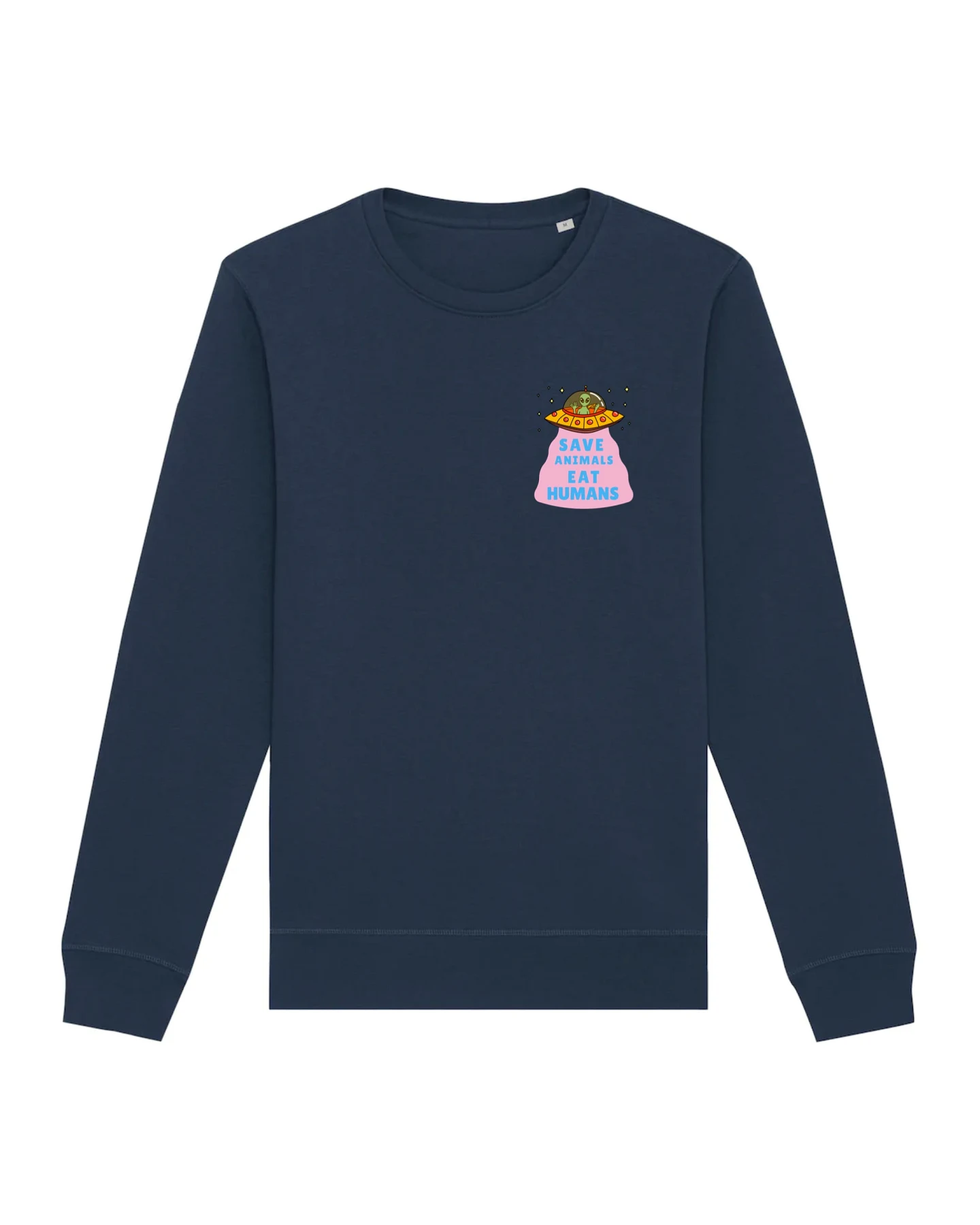 Oat Milk Club Damen vegan Sweatshirt Save Animals Eat Humans Navy – Ansicht 2