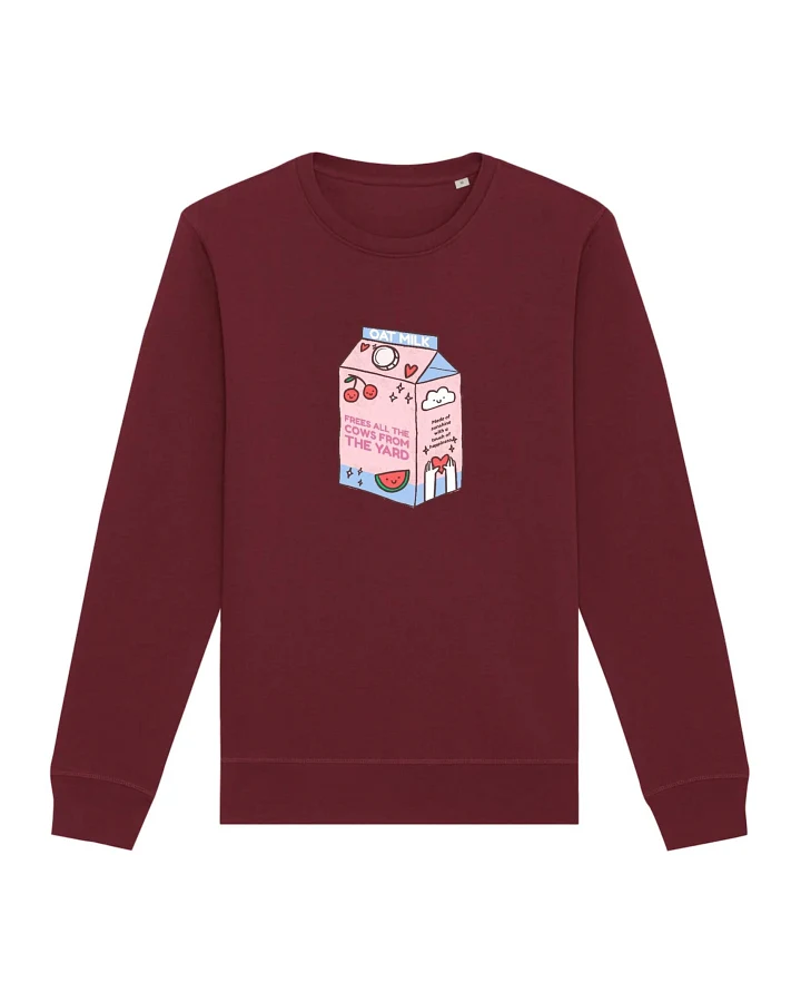 Oat Milk Club Damen vegan Sweatshirt My Oat Frees All The Cows Bordeaux