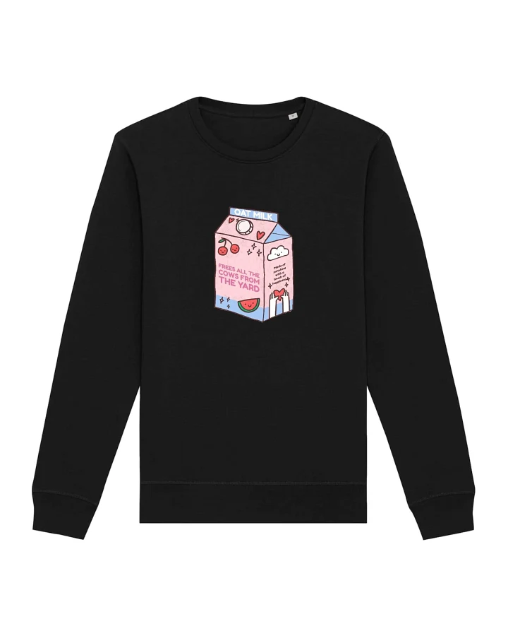 Oat Milk Club Damen vegan Sweatshirt My Oat Frees All The Cows Schwarz