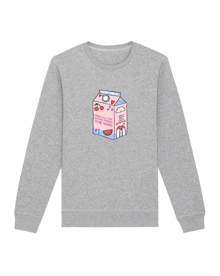 Oat Milk Club Damen vegan Sweatshirt My Oat Frees All The Cows Grau