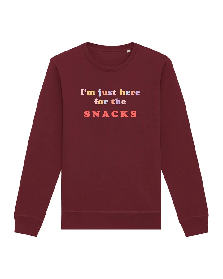Oat Milk Club Damen vegan Sweatshirt Just Here For The Snacks Bordeaux
