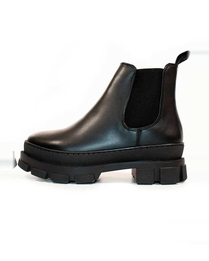 Will's Vegan Store Damen vegan Luxe Track Sole Chelsea Boots Schwarz