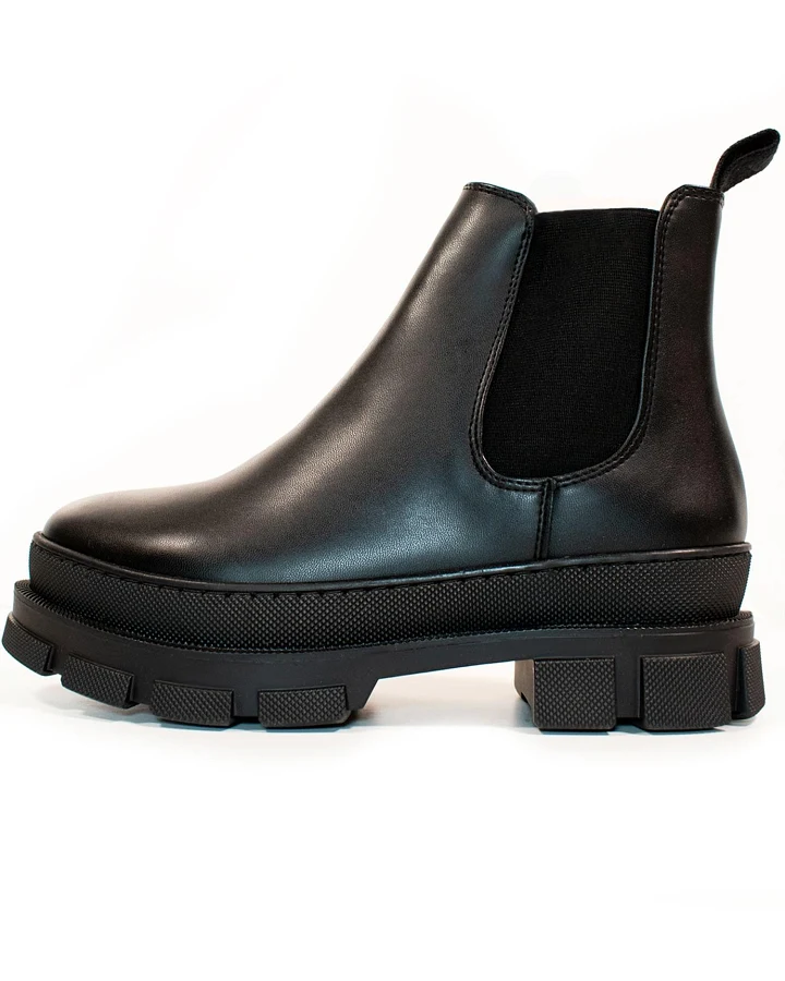 Will's Vegan Store Damen vegan Luxe Track Sole Chelsea Boots Schwarz