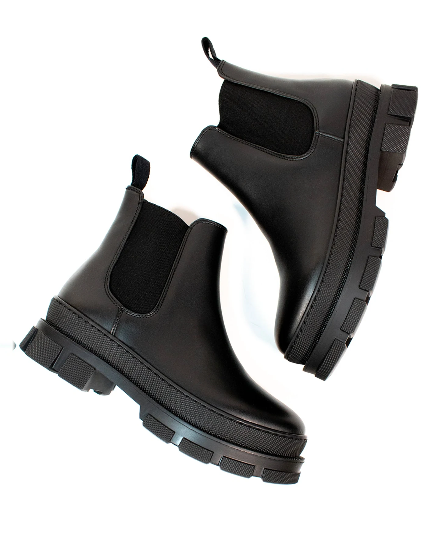 Will's Vegan Store Damen vegan Luxe Track Sole Chelsea Boots Schwarz – Ansicht 2